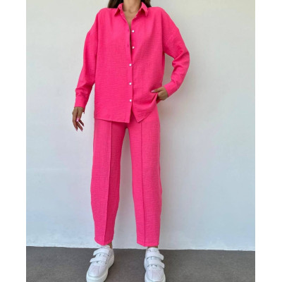 Костюм SpringMix 6220-1341 з американського крепу жатка — без прасування, шоколад/фіолет/синій/малинка/трава/беж/чорний