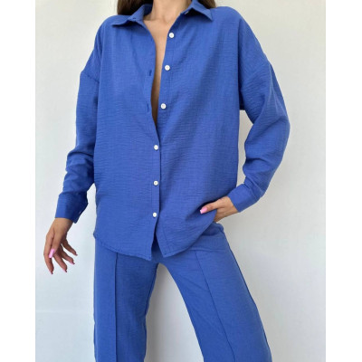 Костюм SpringMix 6220-1341 з американського крепу жатка — без прасування, шоколад/фіолет/синій/малинка/трава/беж/чорний