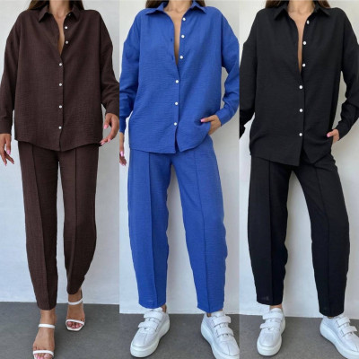 Костюм SpringMix 6220-1341 з американського крепу жатка — без прасування, шоколад/фіолет/синій/малинка/трава/беж/чорний