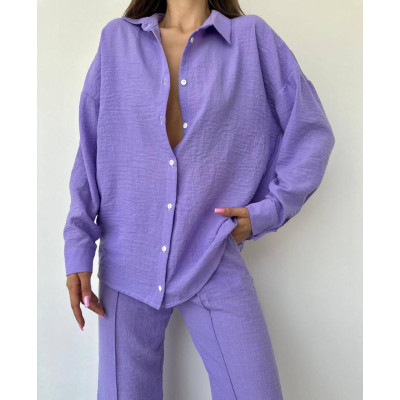 Костюм SpringMix 6220-1341 з американського крепу жатка — без прасування, шоколад/фіолет/синій/малинка/трава/беж/чорний