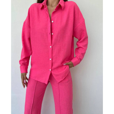Костюм SpringMix 6220-1341 з американського крепу жатка — без прасування, шоколад/фіолет/синій/малинка/трава/беж/чорний