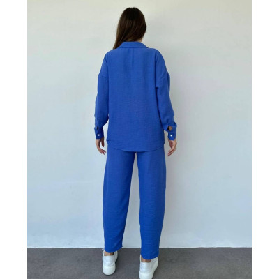 Костюм SpringMix 6220-1341 з американського крепу жатка — без прасування, шоколад/фіолет/синій/малинка/трава/беж/чорний