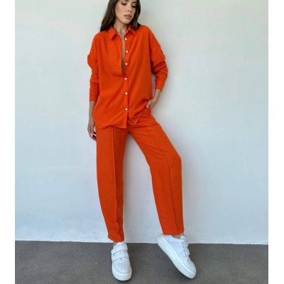 Костюм SpringMix 6220-1341 з американського крепу жатка — без прасування, шоколад/фіолет/синій/малинка/трава/беж/чорний
