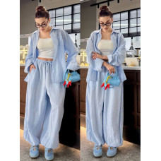 Лляний літній костюм 6220-1949 LinenFlow у кольорах шоколад, блакитний, темно-синій, чорний, барбі