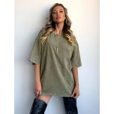 Футболка-варенка з бавовни MoodShift Oversize 1545-23012 — 10 кольорів (чорний, малина, оранж, графіт, айворі, фіолет, хакі, бутилка, електрик, білий)