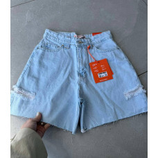 Блакитні джинсові шорти з потертостями 1545-1619 Turkish Denim WoW Fit