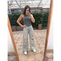 Джинси палаццо з розрізами Turkish Denim 1545-001/1 Stone Olive Ash Grey Класичний Денім – трендовий широкий крій сезону
