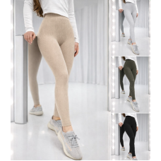 Лосини жіночі рубчик із високою посадкою 1550-2306 SilhouetteFlex чорні бежеві меланж хакі
