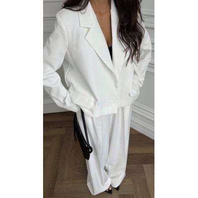 Жіночий костюм-двійка Palazzo Jacket 4959-581 з костюмки — піджак і палаццо в кольорах Молоко, Чорний, Шоколад Жіночий костюм-двійка Palazzo Jacket 4959-581 з костюмки — піджак і палаццо в кольорах Молоко, Чорний, Шоколад
