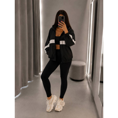 Вітровка 1532-382 Emmi Black Pink з подвійним капюшоном — легка, не продувна, на підкладці з плащівки
