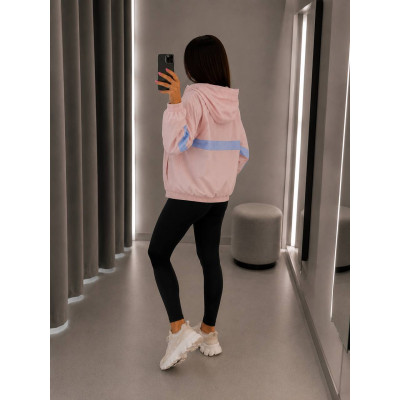 Вітровка 1532-382 Emmi Black Pink з подвійним капюшоном — легка, не продувна, на підкладці з плащівки