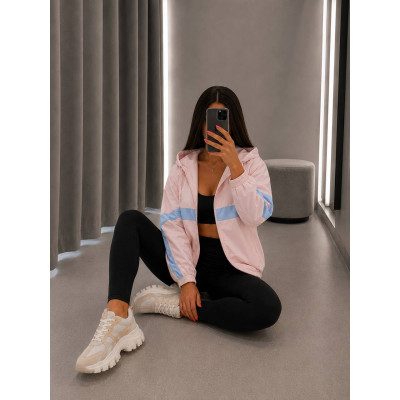 Вітровка 1532-382 Emmi Black Pink з подвійним капюшоном — легка, не продувна, на підкладці з плащівки