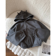 Худі з ріжками 878-607 HornHoodie у кольорах чорний і графіт, тринить на флісі для хлопців і дівчат