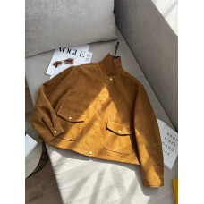 Куртка-бомбер із м’якої замші карамельна 1493-1997 CaramelSuede Luxe Bomber
