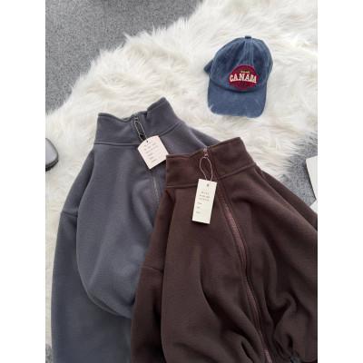 Флісовий худі PolarFleece 1493-0814 коричневий граф — теплий чоловічий худі з м’якого флісу