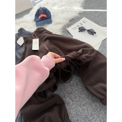 Флісовий худі PolarFleece 1493-0814 коричневий граф — теплий чоловічий худі з м’якого флісу