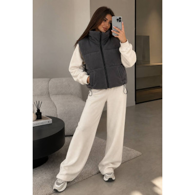 Флісова жилетка PolarWarm 6260-4274 на синтепоні 200 з флісовою підкладкою — темно-синя, молочна, чорна, графіт, шоколад, барбі