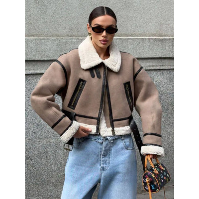 Дублянка 4959-607 NordicLuxe — тепла жіноча дублянка з екохутром у скандинавському стилі