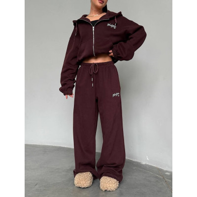 Жіночий костюм oversize з двохнитки Premium 6210 — стильний теплий комплект для повсякденних образів
