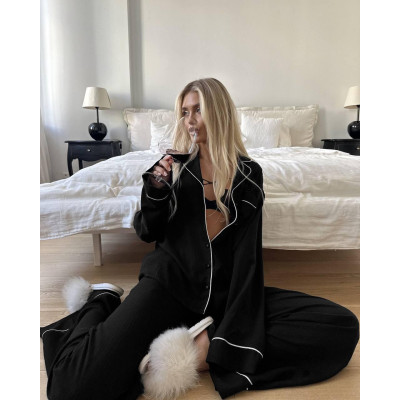 Чорна жіноча піжама з трикотажу Zara: комфорт і стиль в одному образі!