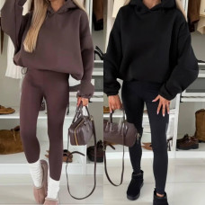 Костюм 2-ка худі oversize + лосини Модель: 771/772-1122 Тканина: тринитка на флісі + дайвінг на флісі Колір: шоколад, чорний