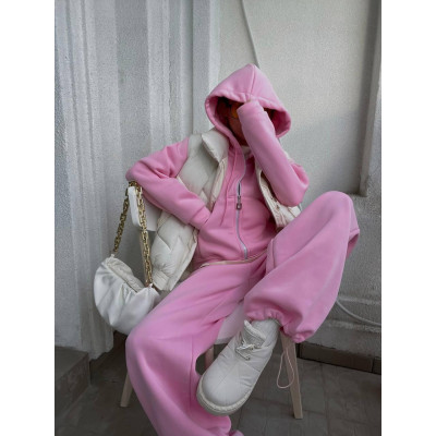Елегантний утеплений костюм "Barbie Dream" зіп худі та палаццо штани - модель 824-1585