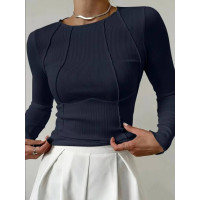 Кофта з італійського рубчика Модель: 4941-1069 Колір: чорний, молоко, синій