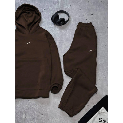 Парний флісовий костюм + джогери: стильний та зручний аутфіт на кожен день, модель 824-1478-1477, колір Шоколад