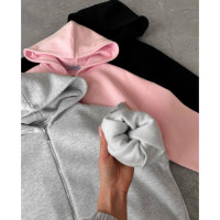 Костюм oversize з трьохнитки на флісі Модель: 6220-1551 Колір: меланж, чорний, барбі