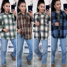 Сорочка в клітинку в стилі oversize тканина - турецька байка кашемір Модель: 771-984