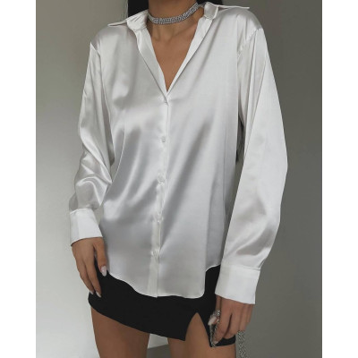 Елегантна сорочка oversize з шовку Армані 878-331: чорний, білий, сірий, оливка