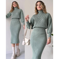 Костюм кофта + міді спідниця Модель: 878-313 Колір: чорний, беж, темний беж, олива