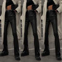 Штани-клеш з еко-шкіри у стилі Zara Модель: 1545-444 Колір: чорний