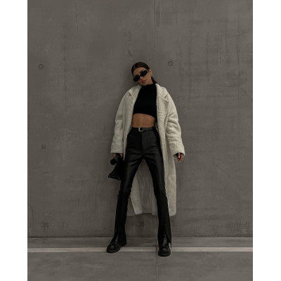 Штани-клеш з еко-шкіри Zara, модель 1545-444 — чорні стильні жіночі брюки