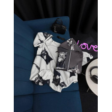 Oversize худі на флісі Модель: 1493-0786 Колір: графіт, молоко