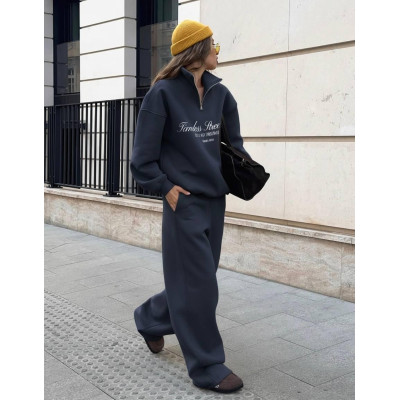 Купити стильний Костюм з анораком на блискавці 1493-0791 у темно-синьому та графітовому кольорі