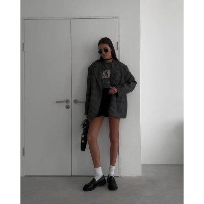 Елегантний та комфортний піджак oversize Korea 1493-0770: графіт, айворі