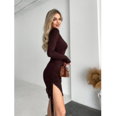Жіноча міні-сукня з куліскою та вирізами для пальців Модель: 1550-5141 Колір: чорний, графіт, коричневий