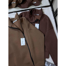 Жіноча кофта з блискавкою та манжетами Модель: 1550-8065 Колір: чорний, меланжевий, коричневий, шоколадний