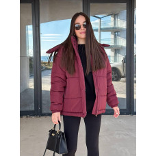 Куртка жіноча дутік з капюшоном Модель: 6260-4086 Колір: шоколад, бордо, малина, барбі, білий, світло-сірий, чорний, червоний