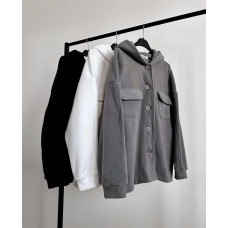 Сорочка жіноча тепла oversize Модель: 6260-4252 Колір: білий, сірий, чорний