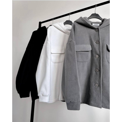 Сорочка жіноча тепла oversize 6260-4252: білий, сірий, чорний - модний вибір з комфортом!
