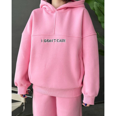 Жіночий костюм "I DON'T CARE" – модель 6260-1146: барбі, молочний, світло-сірий, чорний