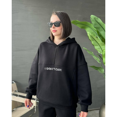 Жіночий костюм "I DON'T CARE" – модель 6260-1146: барбі, молочний, світло-сірий, чорний