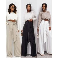 Брюки жіночі maxi oversize з костюмки (пасок у комплекті) Модель: 4663-7200 Колір: чорний, беж, молочний