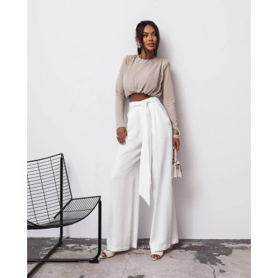 Жіночі брюки maxi oversize з костюмки. Пасок у комплекті. Колір: чорний, беж, молочний. Модель: 4663-7200. Купити стильні та комфортні брюки для вишуканих образів!