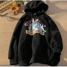 Худі Oversize Looney Tunes трьохнитка на флісі з принтом розмір: 42-48 Модель 1526-2326 колір чорний