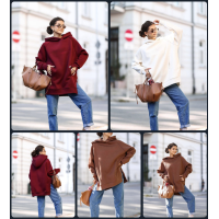 Стильне худі Oversize трьохнитка пеньок на флісі Модель: 1554-1560 Кольори: шоколад, молоко, марсал