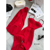 Костюм жіночий 3-ка з костюмки люкс Модель: 863/864-9115 Колір: Джинс, чорний, червоний, ізумруд