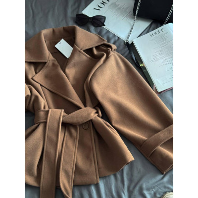 Жіноче тренч-пальто 1366-387 — стильний тренч моко, чорний або світлий беж